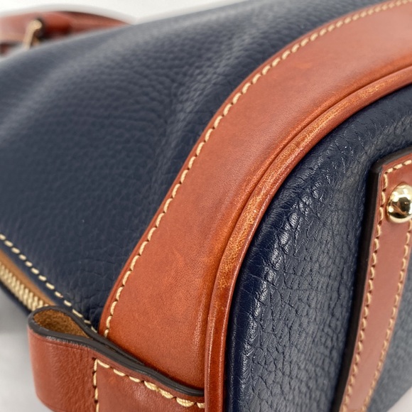 Dooney & Bourke Pebble Grain Domed Satchel Leather 2 Tone Blue Brown Casual - Picture 8 of 13